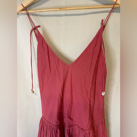 Free People Until Dawn Midi Dress cinnamon combo shell straps Linen - Picture 3 of 5